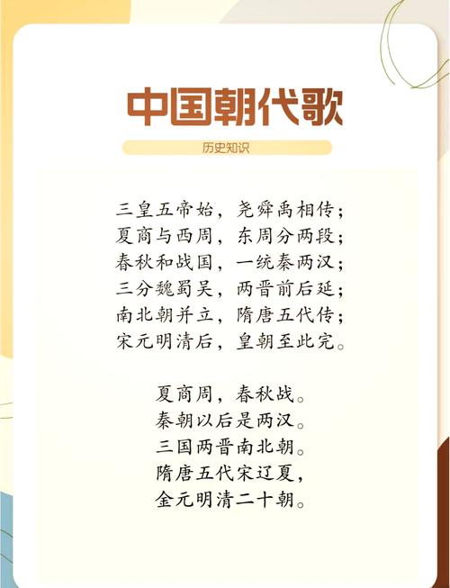 中国朝代歌诀（中国朝代歌诀顺口溜）